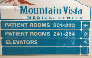 Acrylic Directional sign in teal and white