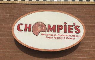 Chompie's Delicatessen cabinet sign